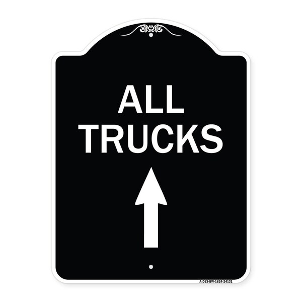 Signmission Driveway All Trucks Move Ahead W/ Up Arrow Heavy-Gauge Aluminum Sign, 24" x 18", BW-1824-24131 A-DES-BW-1824-24131 - main
